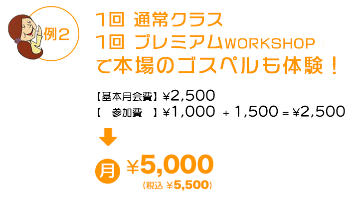 例2 通常クラスに月2回+プレミアムWORKSHOP1回